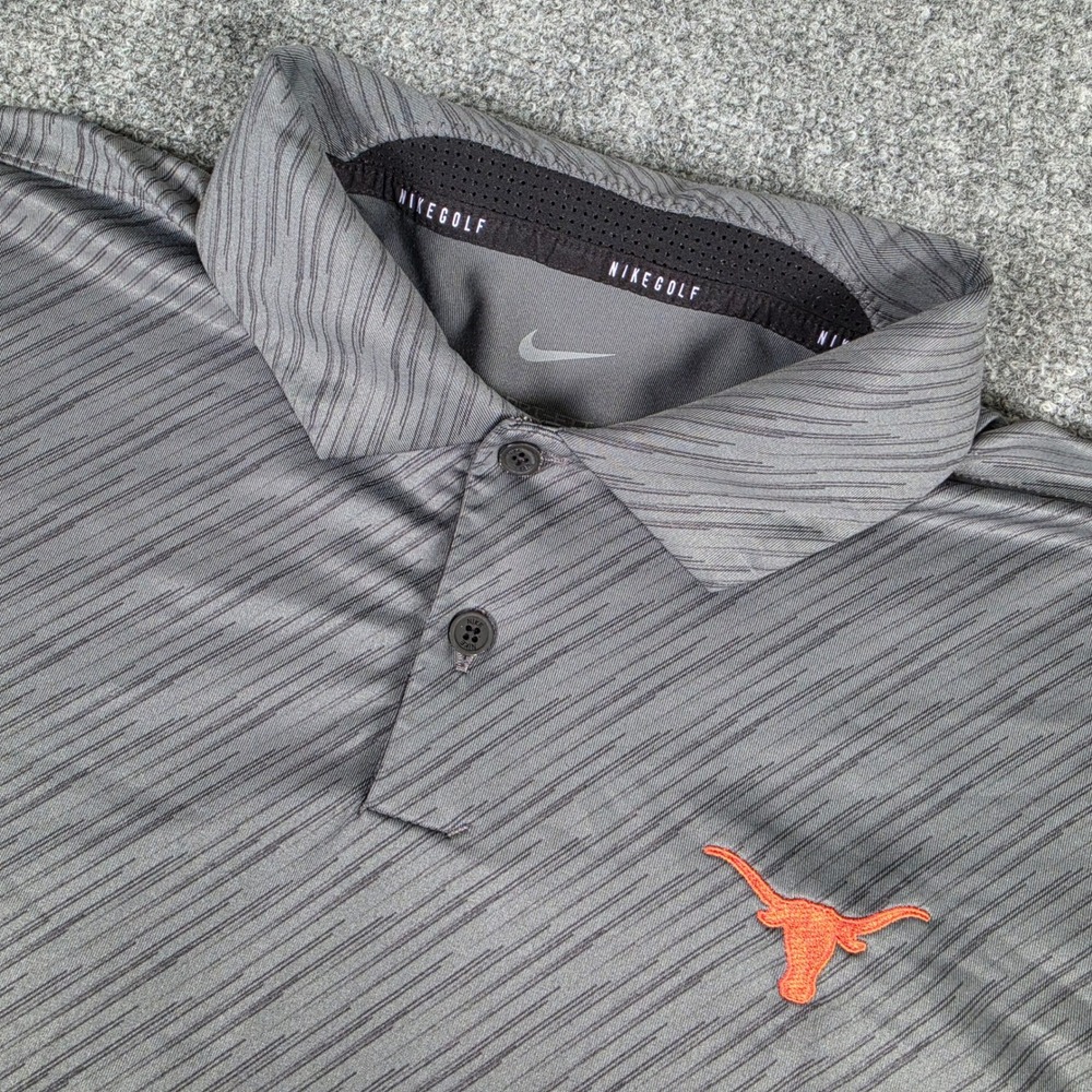 Nike Texas Longhorns Golf Polo Mens M Gray Abstract Stripe Dri-FIT DH0811-070